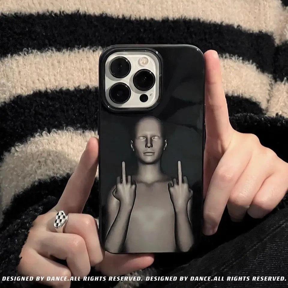 Cyberpunk iPhone case in black gothic aesthetic