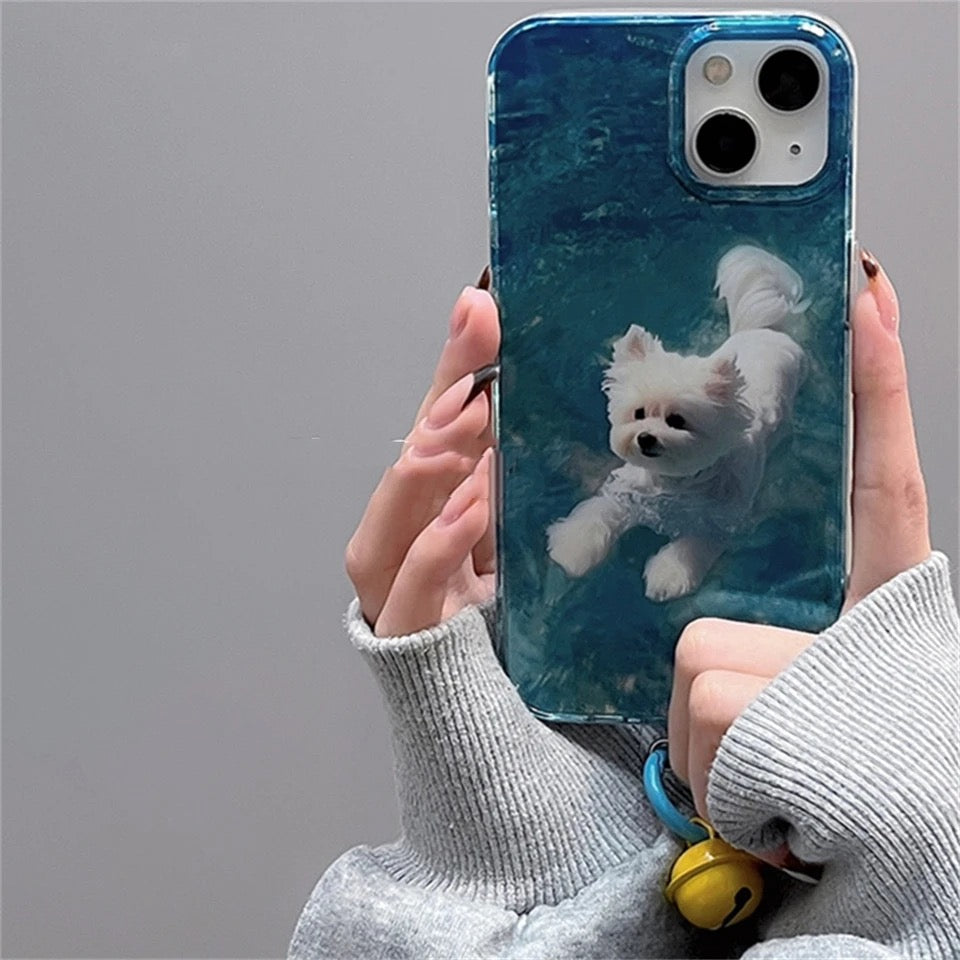 Cute dog iPhone cover for pet lovers, ideal for iPhone 14, 13, 12 models