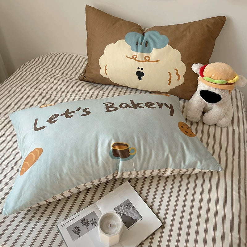 Warm beige duvet with kawaii print perfect for soft girl bedroom vibes
