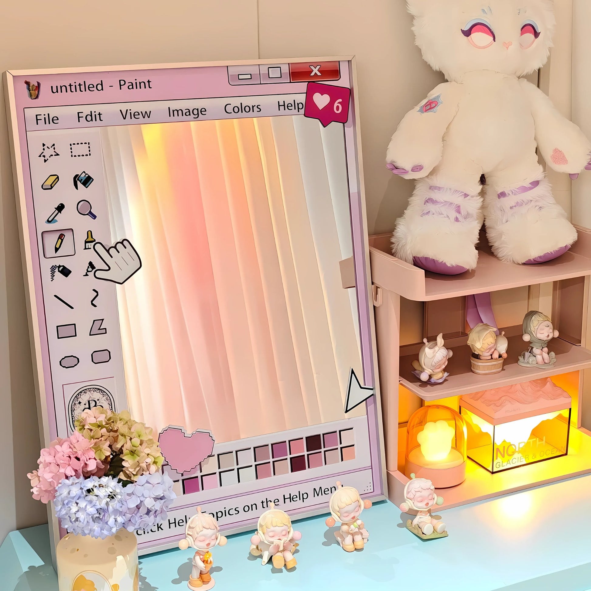 Decorative retro computer mirror perfect for Canadian dorm accessories.