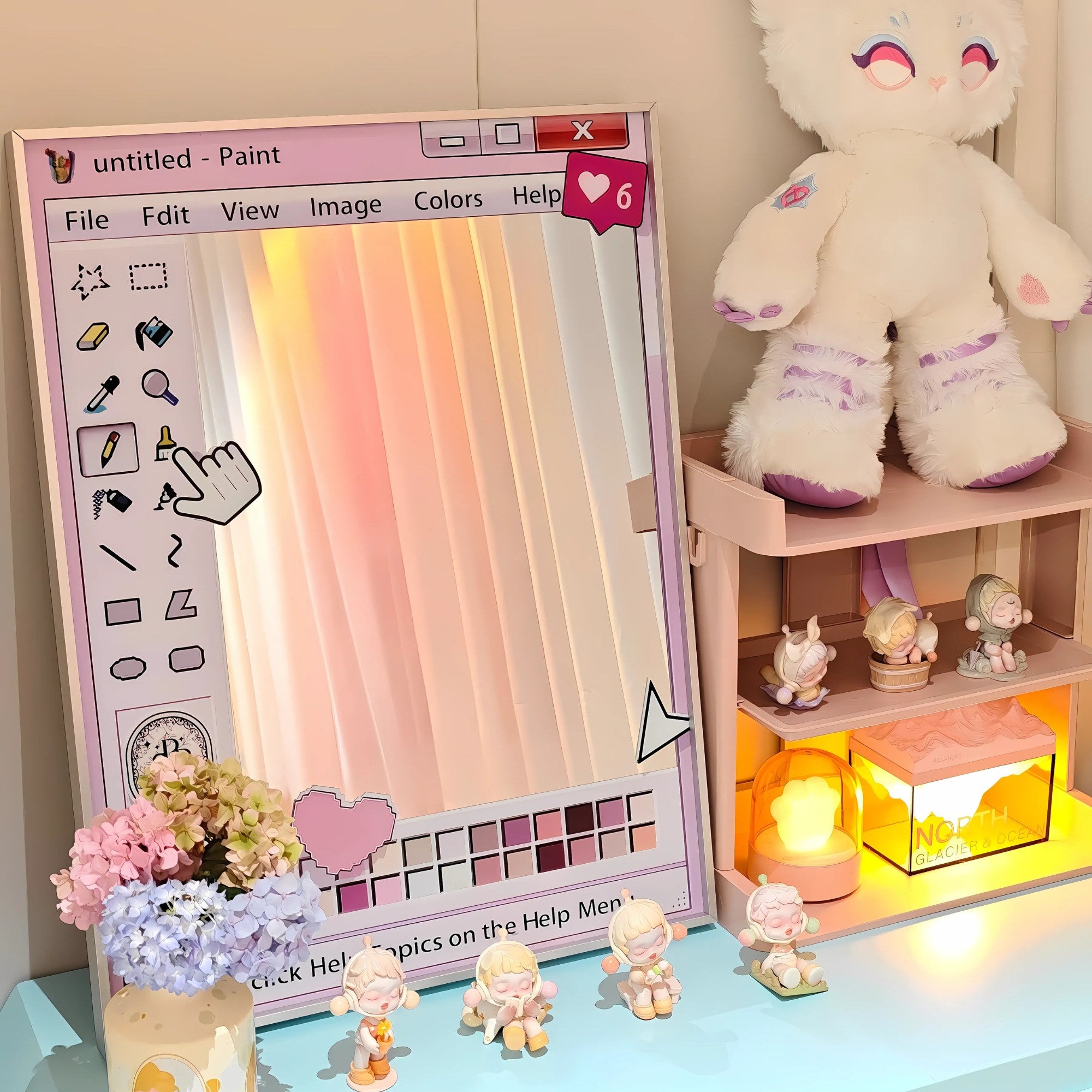 Decorative retro computer mirror perfect for Canadian dorm accessories.