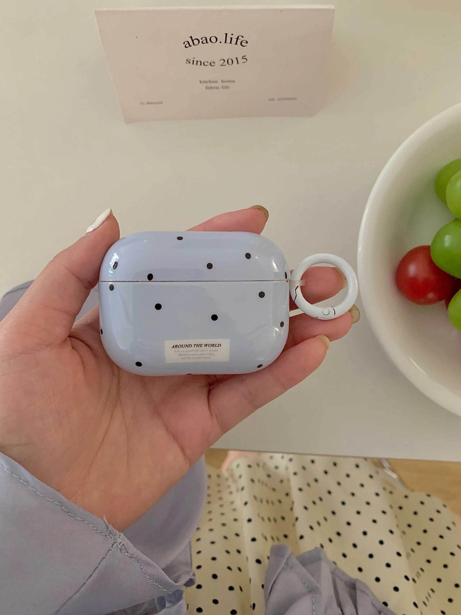 Dots blue AirPods case with anti-drop protection