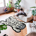 Handmade Tibetan tiger rug for eclectic bedroom