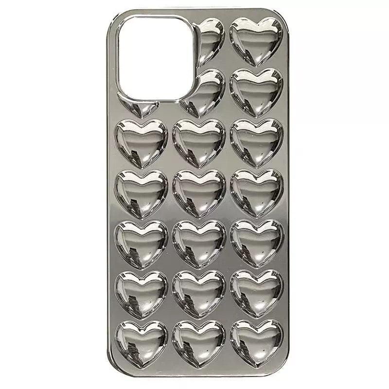 Unique Y2K metallic heart case for fashion enthusiasts