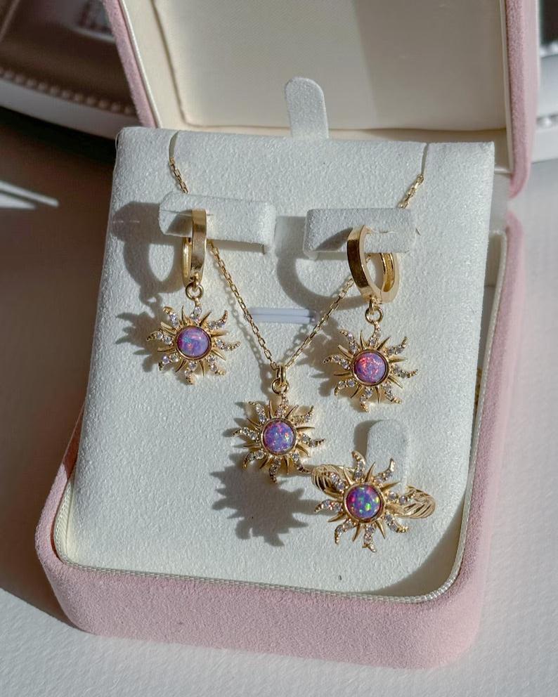 Purple opal pendant necklace in sterling silver