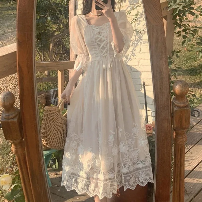 French Vintage Midi Dress Coquette Baroque Evening Dress L French Vintage Midi Dress Coquette Baroque Evening Dress L