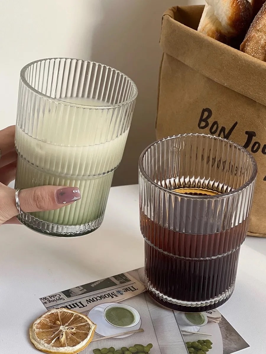Elegant Riffle Glass Cup – Heat-Resistant Drinkware for Hot and Cold Drinks