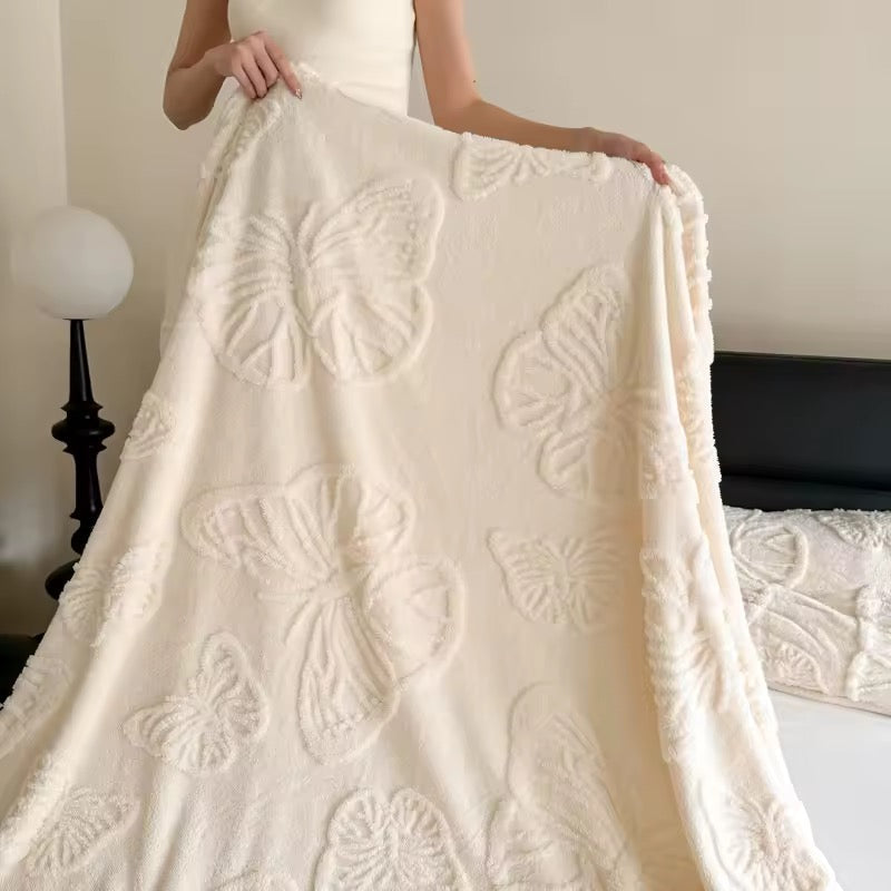 Minimalist throw blanket with soft butterfly texture