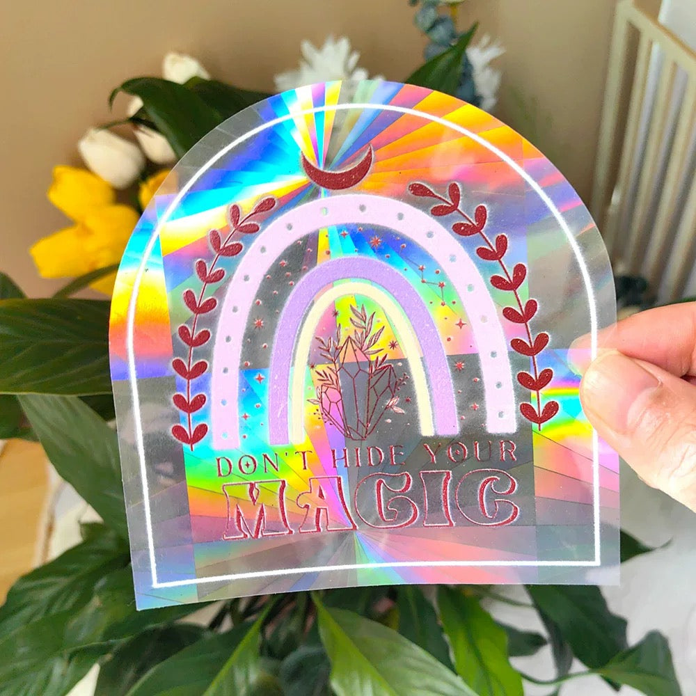 Gothic-inspired holographic window sun catcher decal
