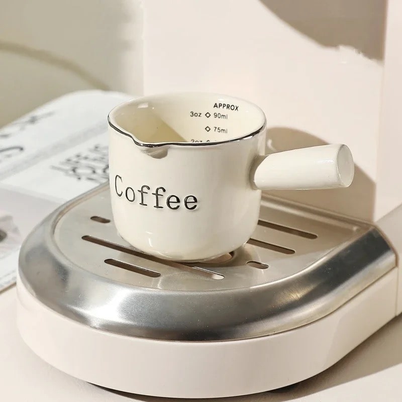 Pottery ceramic measuring cup for coffee lovers