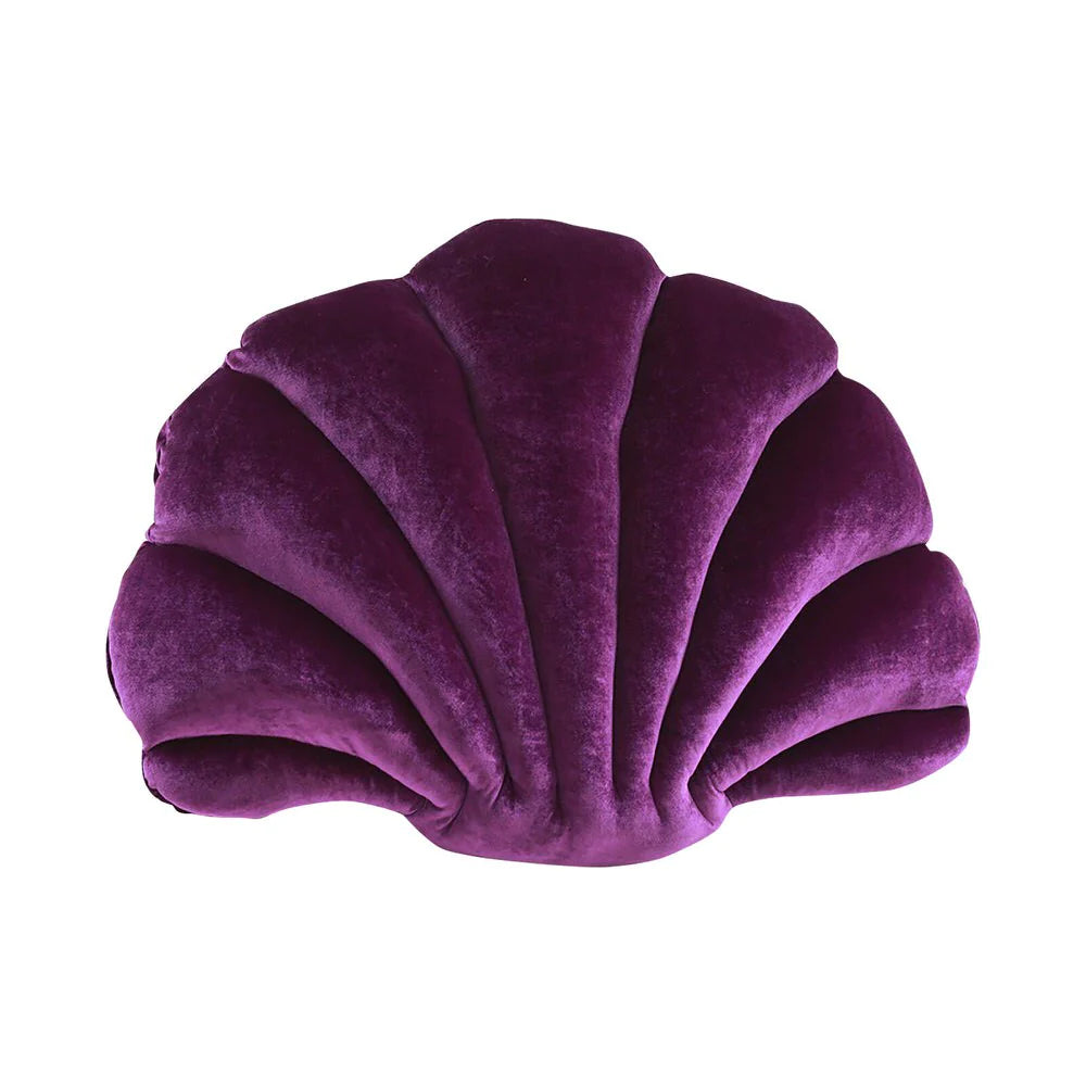 Stylish velvet pillow with sea shell design, enhancing the enchanting vibe of your bedroom.