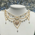 Fairycore Pearl Choker Necklace with baroque pendant and gold pearls