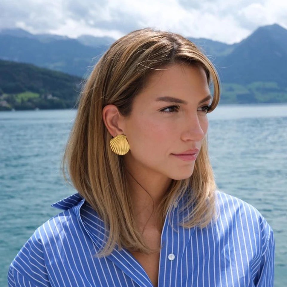 Fan-Shaped Shell Earrings – Mermaidcore Beach Jewelry for Women