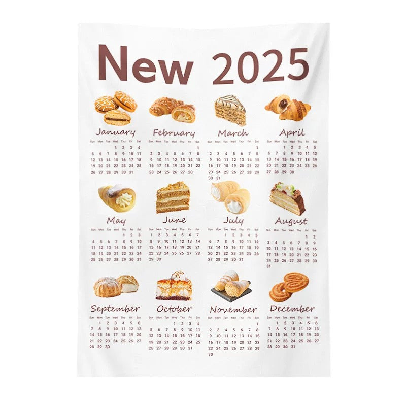 Retro-style hanging cloth with food illustrations