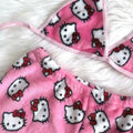 Hello Kitty pink pajama set with tank top and shorts for women