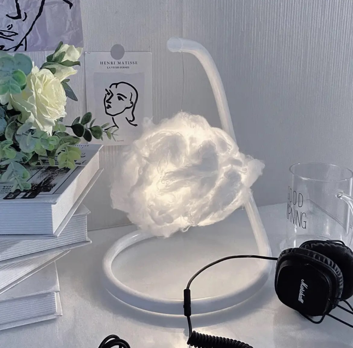 Fluffy Bedside Lamp for Kids – Rainbow Fluffy Night Light Bedside Lamp for Home Decor and Kids' Rooms