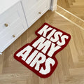 Red modern Kiss My Airs rug – aesthetic room decor