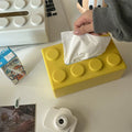 Aesthetic tissue holder with colorful building block design