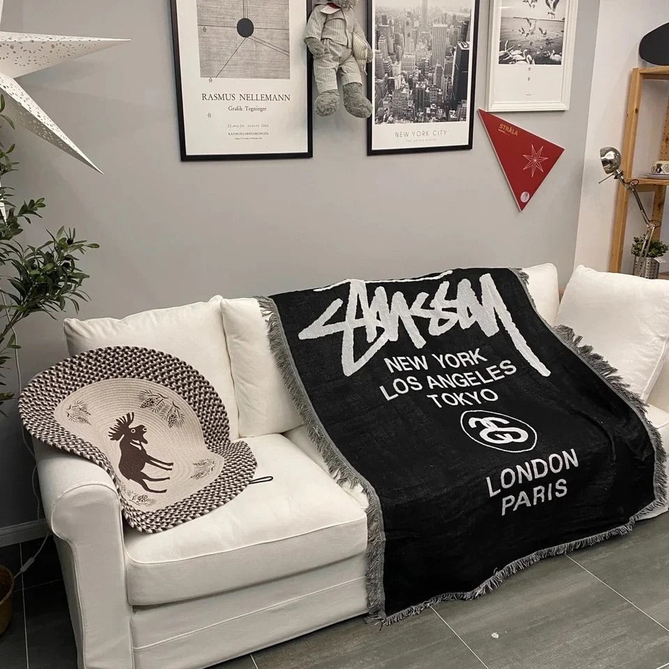 Street style game room decor blanket in black