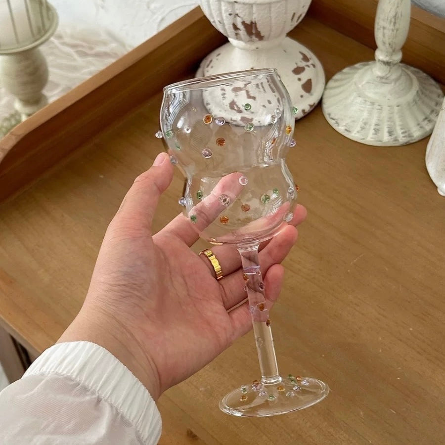 Elegant Gemstone Wine Glass with colorful studded design