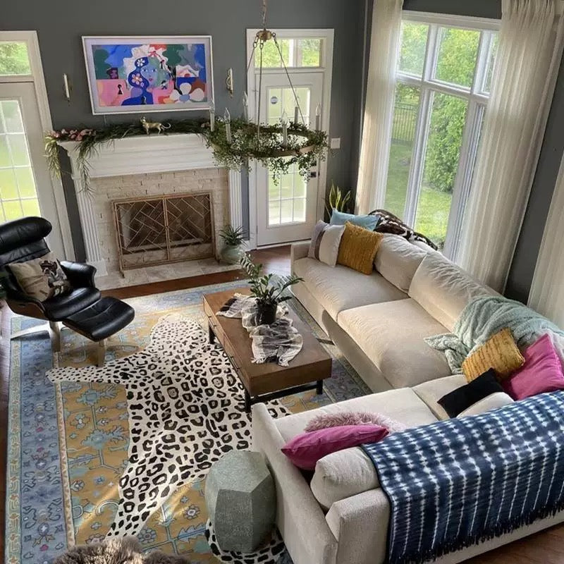 Moroccan style animal print rug perfect for bedroom or lounge