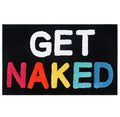 Washable Get Naked bath mat with black and white design