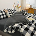 100% cotton coffee plaid duvet cover