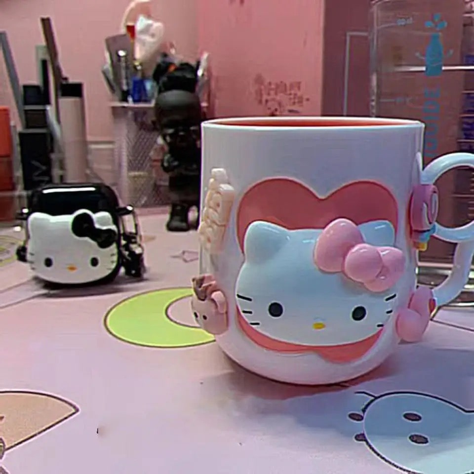 Girly heart Hello Kitty cup for kawaii decor fans