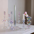 Artistic glass vase used as a candlestick holder centerpiece