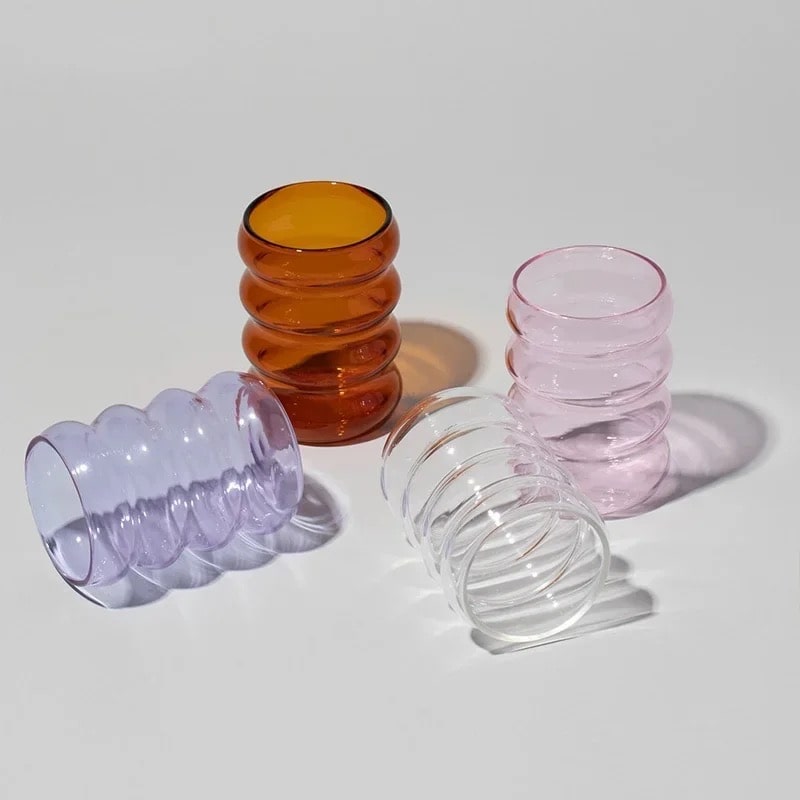 Spiral Glass Cup – Durable and Stylish for Tea, Juice, and More