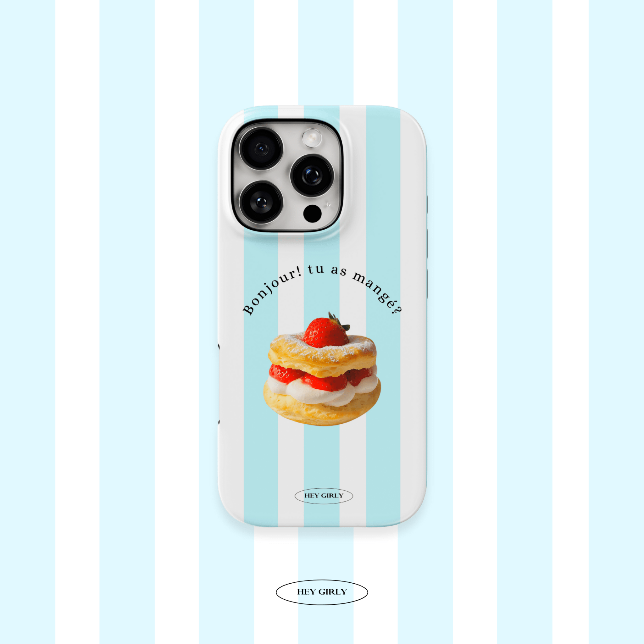 Fashion accessory iPhone case with pastel stripes and glossy coating.