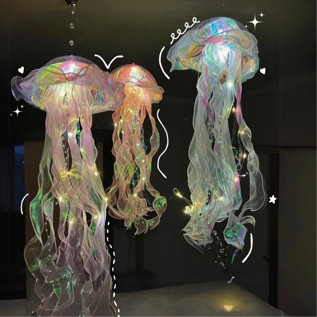 LED jellyfish lamp with glowing effect for room decor