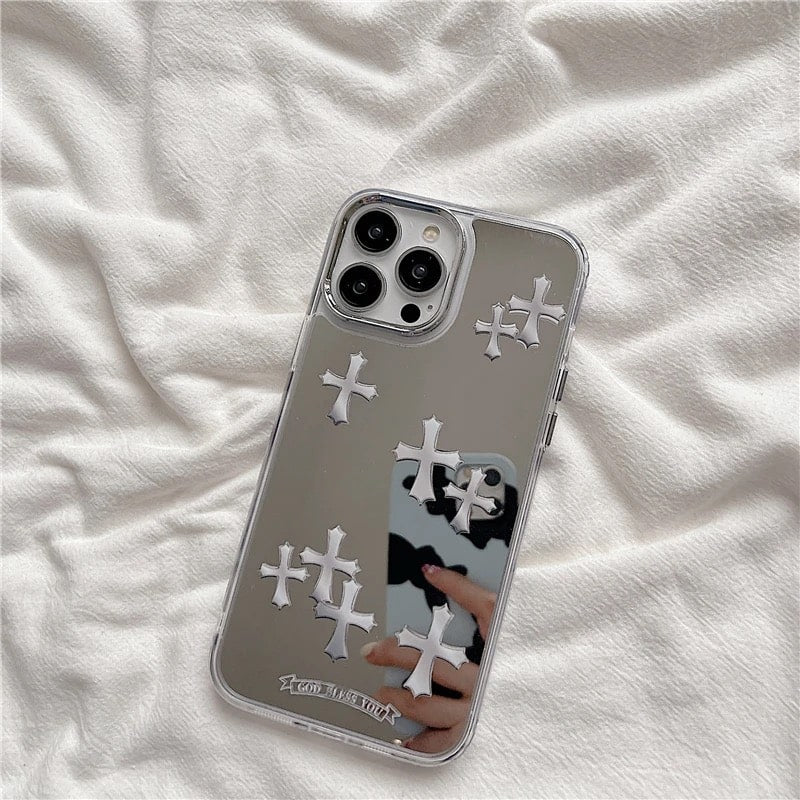 Goth Phone Case with Pink Cross for iPhone 14