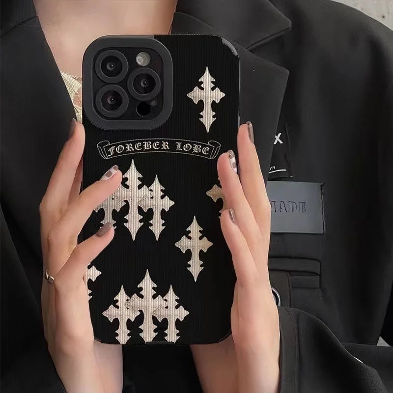 Gothic Cross iPhone Case with vintage leather look