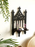 Wooden gothic wall shelf for witchy decor