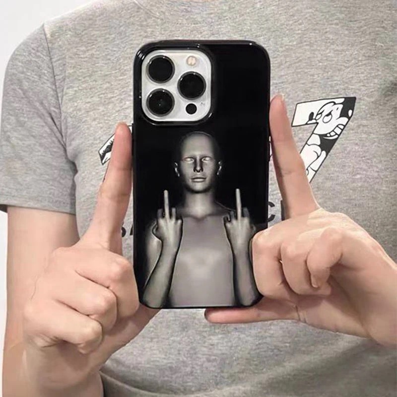 Cyberpunk iPhone case in black gothic aesthetic