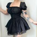 Mall goth mini dress with lace and corset detail