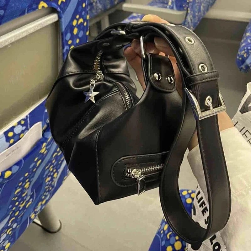 Leather Y2K Bag - Trendy Gothic Shoulder Bag for Girls – The Feelz
