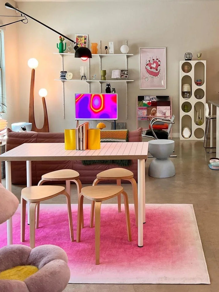 Gradient Pink Carpet | Soft Danish Pastel Rug for Bedroom Decor