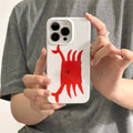 Korean Graffiti Red Crab Case – Glossy HD Silicone Cover for iPhone 16 to 7 Plus