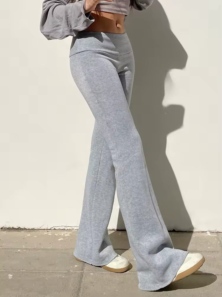 Gray slim flare pants for women, suitable for spring and summer