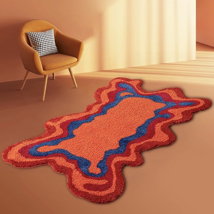 Groovy tufted rug with retro 70s-inspired patterns, perfect for home decor