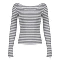 Grunge striped long sleeve top in black and white for Y2K aesthetic