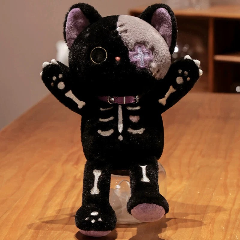 Kawaii Skeleton Cat Plush Toy - Soft Skeleton Kitten Stuffed