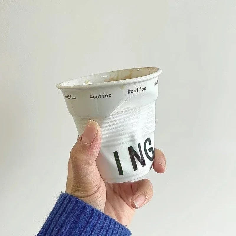 Hand-pinch ceramic coffee tumbler for gifting
