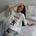 Casual oversized cotton cinema t-shirt for women. Retro-inspired streetwear top with graphic print perfect for summer fashion.