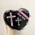 Heart crossbody bag with gothic aesthetic for casual wear