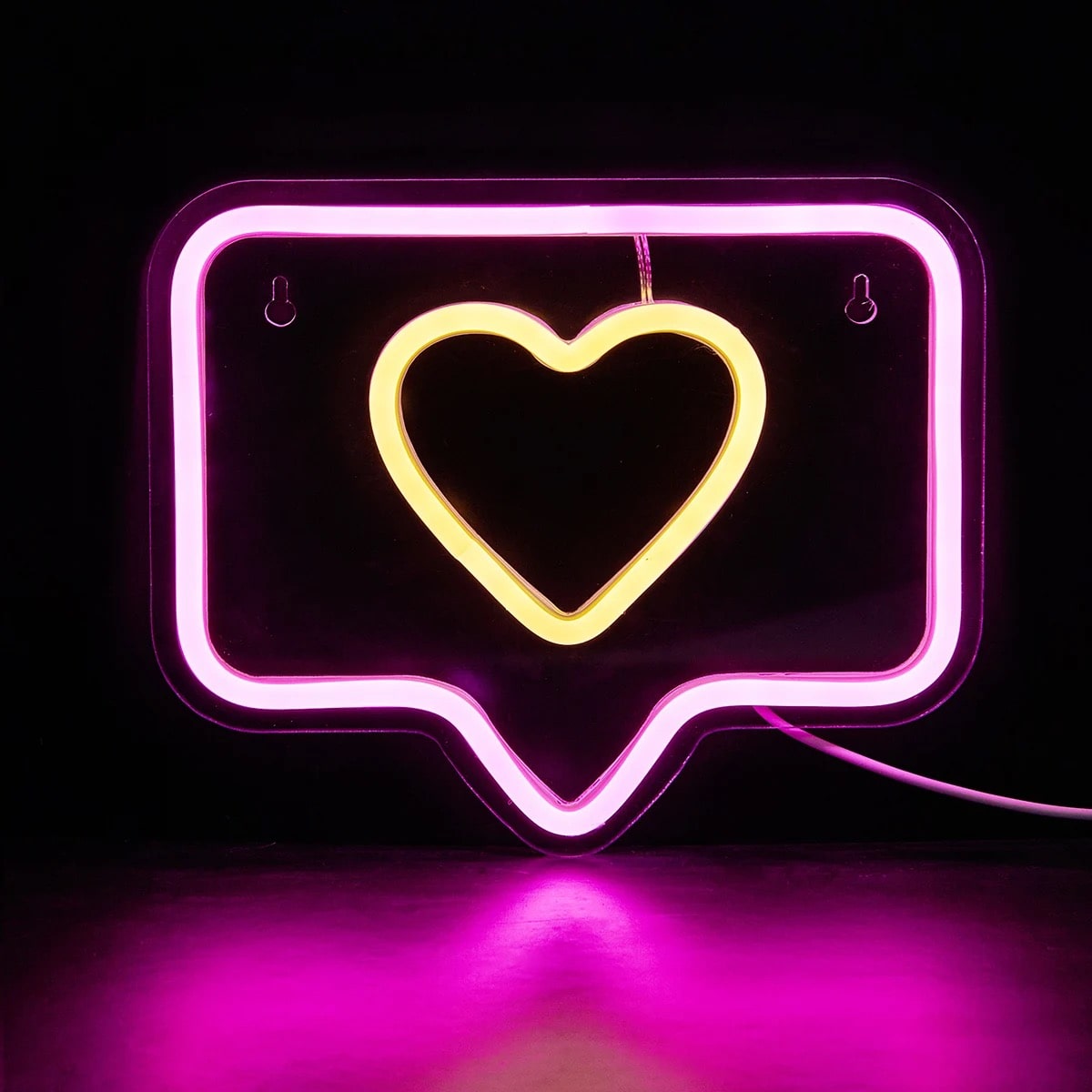 Heart-shaped LED neon sign for modern wall decor