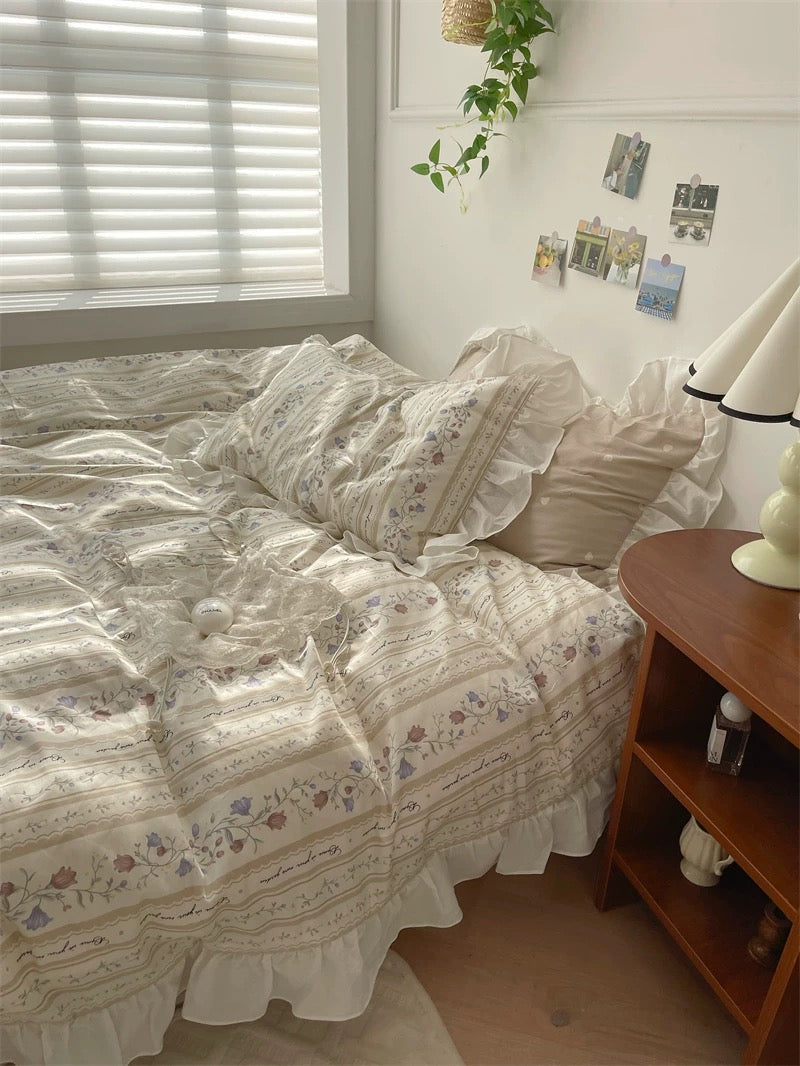 Balletcore Vintage Floral Duvet Cover Set | Parisian Soft Cotton Set ...