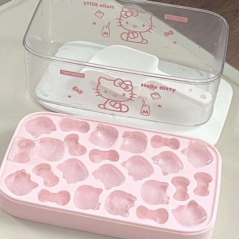 Reusable Hello Kitty ice mold with non-stick silicone design